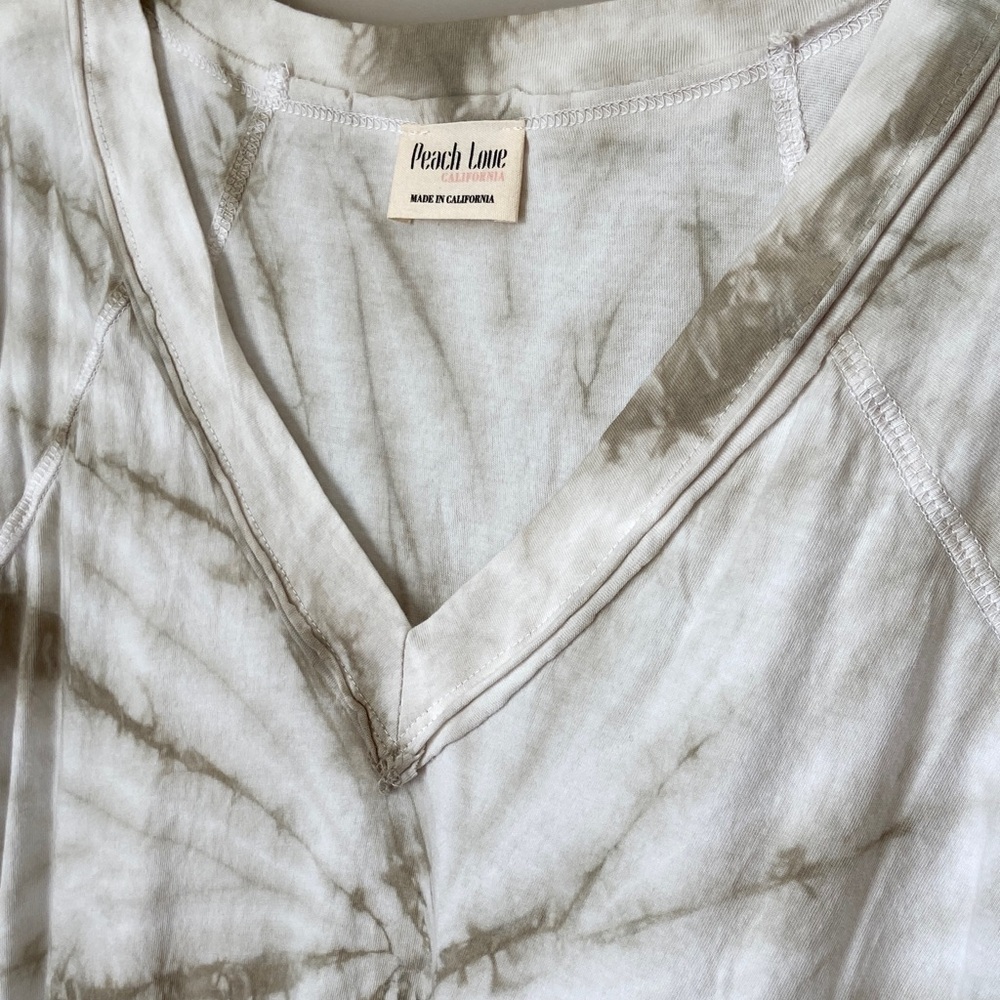 Peach Love‎ California NWOT 100% Cotton Olive Tie-Dye Tee Small Boho Oversized - Picture 7 of 13